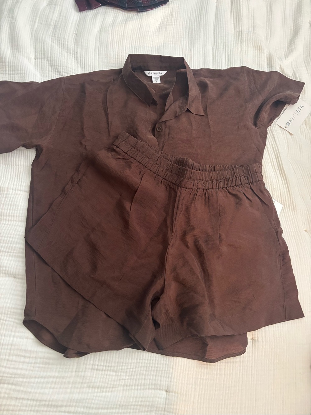 Athleta Brown Short-Sleeve and Short Set